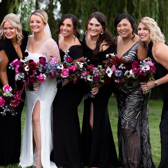 BHLDN Delice Off-the-Shoulder Crepe Dress in Black Size 8 Flared Hem - Picture 15 of 15